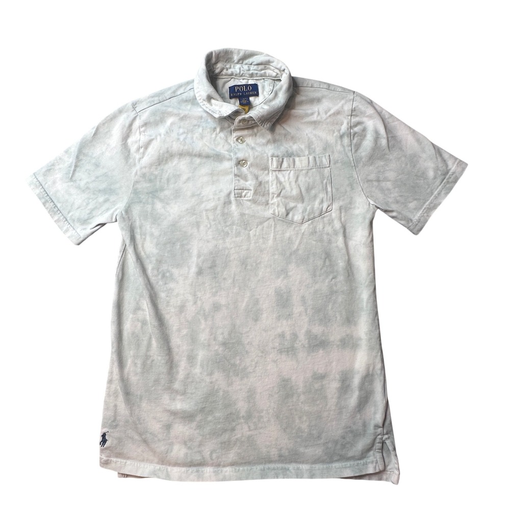 Ralph Lauren Shirt Polo Kids L 14-16 Green Tie Dye Wash Pocket Tee Pony Logo